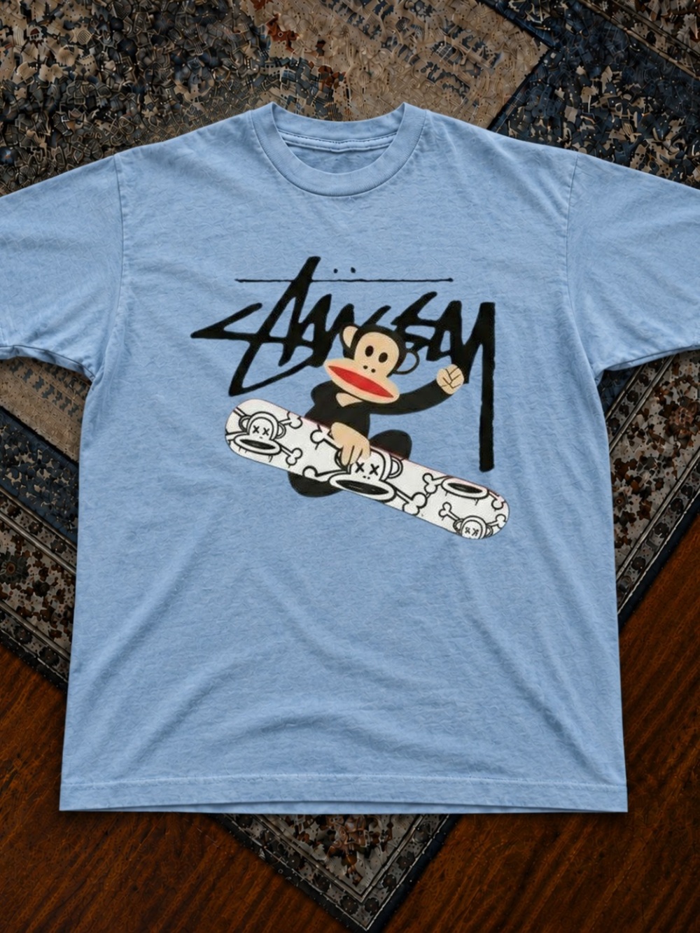 Stussy Light Blue Paul Frank Skate Graphic T-Shirt
